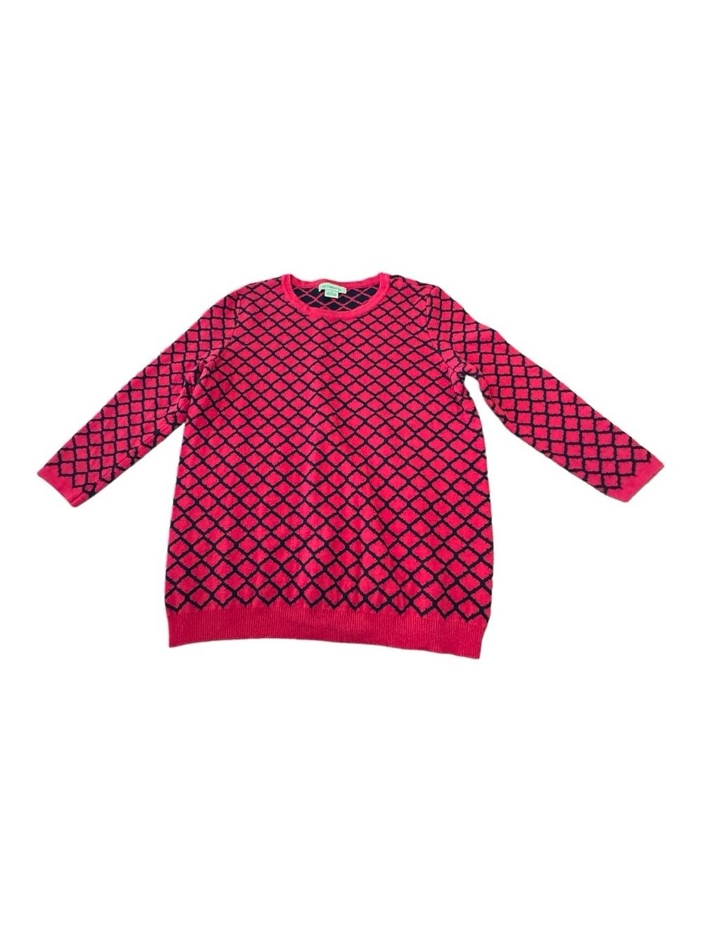 Liz Claiborne Crewneck Black Red Geometric All Day Wear Knit Sweater Women’s L